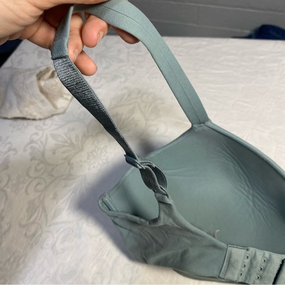 Wacoal 34DD How Perfect Wire Free T-Shirt Bra Soft Cup Wireless Baby Blue Pastel - Picture 6 of 9